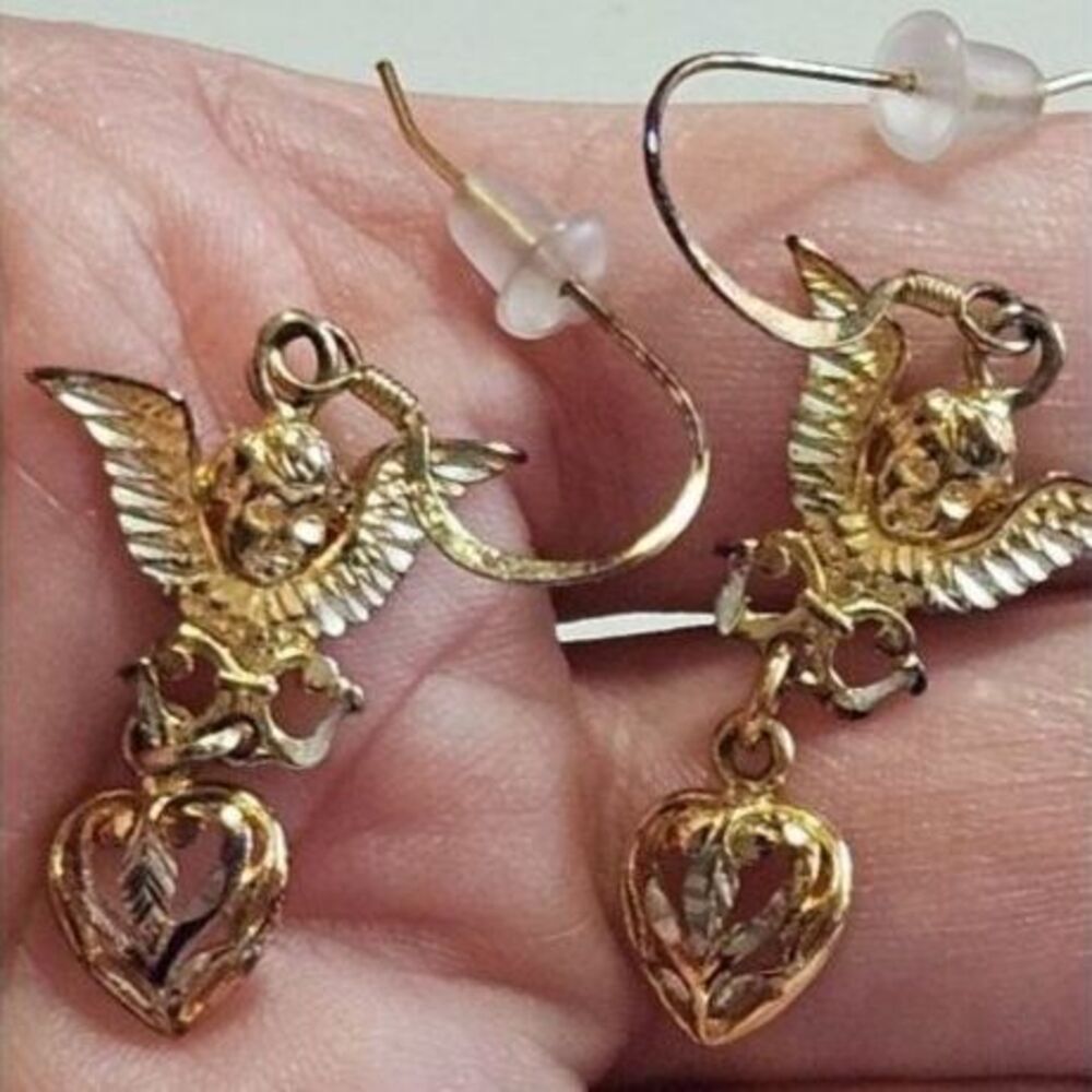 Gold plated vermeil cherub angel earrings